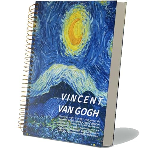 Image of ipoul Large Spiral Notebook, B5, 300 Pages, 8x10 Big Notebook, Large Journal Hardcover, Thick Paper, Wide Ruled, Vincent Van Gogh Starry Night Gift for Women and Men.