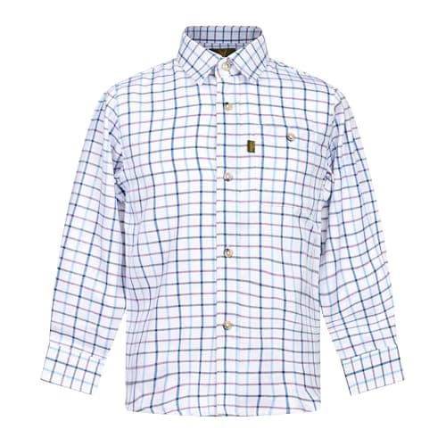 Image of Regents View Kids (Unisex) Tattersall Long Sleeve Checked Shirt - Comfortable, Soft & Durable Smart Casual Clothing for All Country Lifestyle Kids. SH41 Navy (UK, Age, 9 Years, 10 Years, Regular)