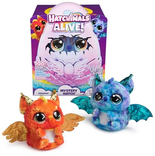 Image of Hatchimals Alive, Mystery Hatch Draggle, Surprise Interactive Toy and Egg with Mist, Lights and Sounds (Styles May Vary), Kids’ Toys for Girls and Boys
