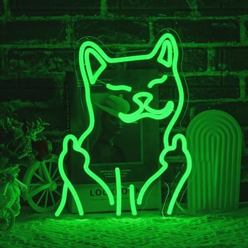 Image of Cat Neon Sign for Wall Decor, USB Powered Cool Cat Neon Light, Funny Green Cat LED Light Up Sign for Birthday New Year Man Cave Teen Party Game Room Decoration
