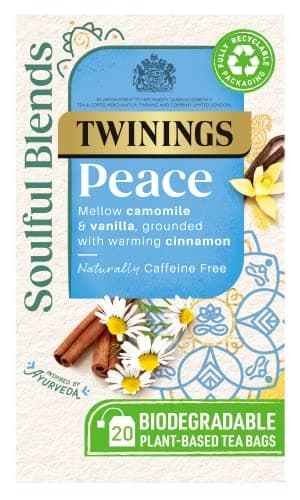 Image of Twinings Soulful Blends Peace Inspired by Ayurveda - Mellow Camomile Tea Infusion with Vanilla & Cinnamon Herbal Tea - 20 x Biodegradable Tea Bags