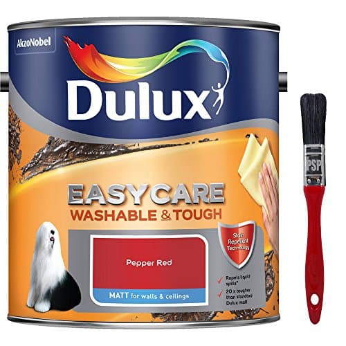 Image of New 2017 Dulux Easycare Washable & Tough Matt Pepper Red 2.5L with Unique Stain Repellent Technology. Includes PSP Touch-up Brush.
