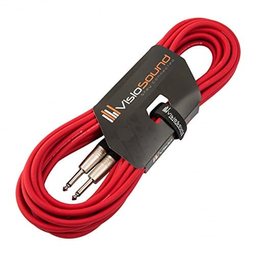 Image of VisioSound Guitar Lead 6.35mm Mono Jack to Jack/Instrument Cable/Patch Lead / 6 Colours 10m Red