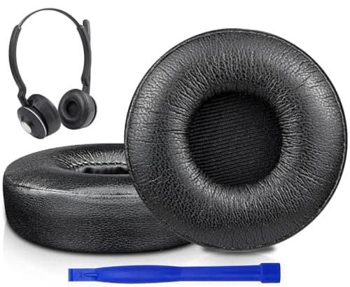 Image of SOULWIT Replacement Earpads for Jabra Engage 55/65/75 (Stereo Version) Headset (Do Not Fit Engage 50, Engage 55/65/75 Mono Version), Ear Pads Cushions with High-Density Foam - Stereo Black