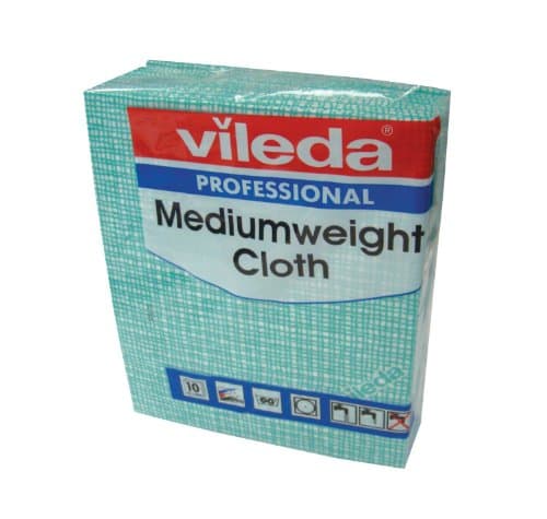 Image of Vileda 106401 Medium Weight Cloth, Green (Pack of 10)
