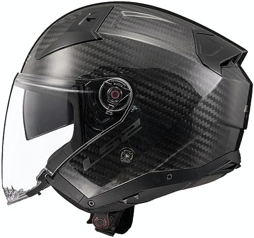 Image of LS2 Open Faced Carbon Motorcycle Helmet. Infinity II Jet Motorbike Lid - Gloss Carbon - XL (61-62cm)