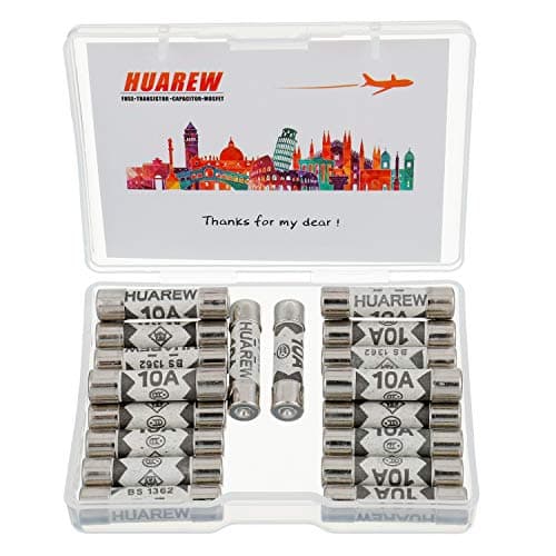 Image of HUAREW 20 Pcs 10A 240V 6.3x25 mm BS1362 0.248x0.984 Inch Ceramic Tube Fuses