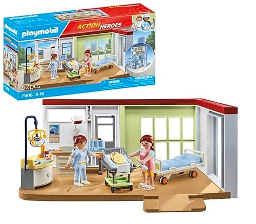 Image of PLAYMOBIL Action Heroes 71616 Maternity Unit Made from Over 80% Recycled and Bio-Based Materials, Detailed Toy for Children 4 Years and Up