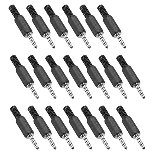 Image of sourcing map 20 Pcs 1/8" TRRS Audio Male Plug, 3.5mm Jack Plug Adapter Replacement, 4 Pole Solder Jack Cable Connector for Speaker Microphone Guitar (Black)