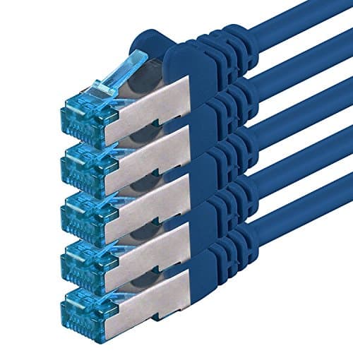Image of 1aTTack.de 1m - CAT6a - network cable blue - 5 pieces CAT 6 A patch cable 10000 Mbit s SFTP PIMF 500 MHz compatible with CAT5 CAT6 CAT7 DSL Internet Switch Router