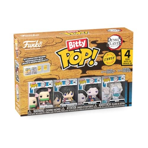 Image of Funko Bitty POP! 4 Pack: Demon Slayer - Nezuko Kamado, Giyu Tomioka, Tamayo, Mystery Mini Figure - Styles may vary - 0.9 inch (2.2 cm) Collectable - Stackable Display Shelf Included - Gift Idea