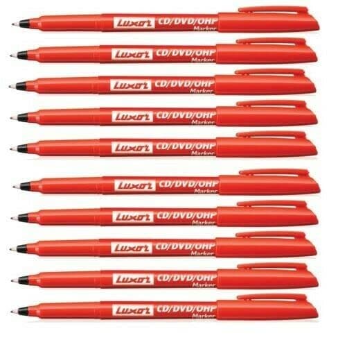 Image of Shineone 10 X FINE TIP PERMANENT MARKER PENS COLOR CD/DVD PEN MARKER (Red)