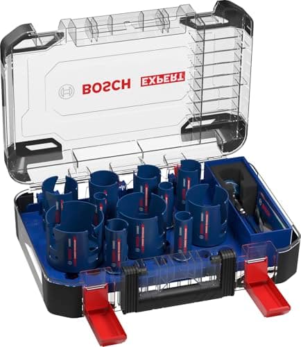 Image of Bosch 15x Expert Construction Material PC Plus Universal Hole Saw Set (for Softwood, Chipboard, Ø 20-76 mm, Professional Accessory Drill Driver)