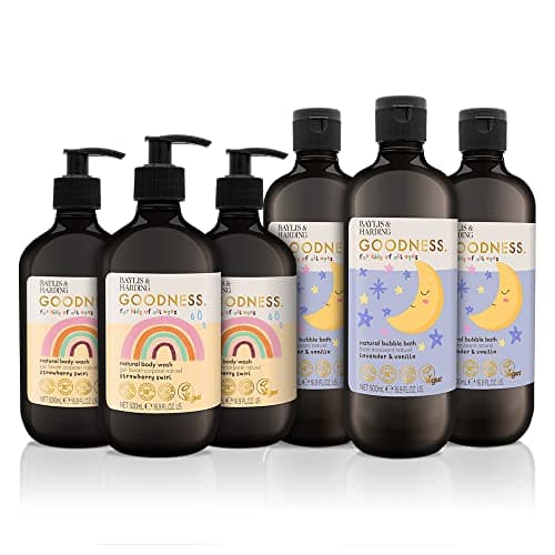 Image of Baylis & Harding Goodness Kids Toiletries Bundle: 3 x 500 ml Body Wash & 3 x 500 ml Bubble Bath (6 bottles) - Vegan Friendly