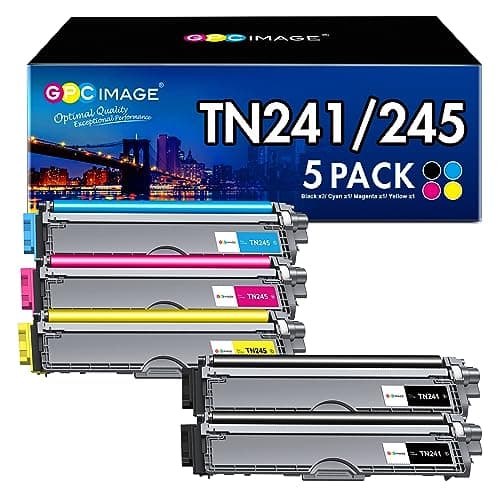 Image of 5-Pack TN241 TN245 Toner Cartridges Compatible for Brother TN241 TN245 TN-241 TN-245 Toner Cartridges for HL-3140CW HL-3150CW HL-3170CW DCP-9015CDW DCP-9020CDW MFC-9330CDW MFC-9340CDW (2BK/1C/1M/1Y)