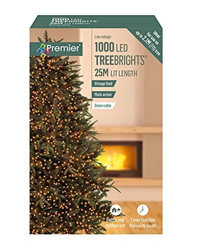 Image of Premier Decorations 1000 Vintage Gold LED Treebrights with Multi Action Facility and Timer Function