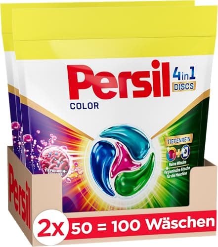 Image of PERSIL 4-in-1 Colour Discs (100 Washes), Detergent with Deep Freshness, Colour Detergent for Pure Laundry and Hygienic Freshness for the Machine