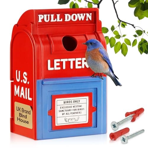 Image of Muldale US Postbox Birdhouse - Traditional American Letter Box Robin Nesting Box - Bird Boxes - UV Resistant Resin Nest House