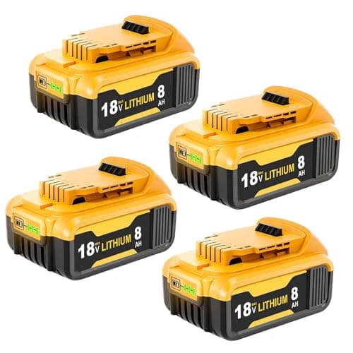 Image of 4PACK 18V 8000mAh Replacement for Dewalt Battery Lithium-ion Batteries DCB184 DCB180 DCB181 DCB182 DCB200 DCB201 DCB204 Compatible with Dewalt 18 Volt Cordless Power Tool and Chargers