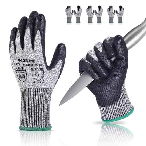 Image of Donfri Cut Resistant Gloves High Performance Level 5 Protection Safety Work Gloves for Men Comfortable PU Coated Palm Cut Proof Gloves Gardening Food Grade Non-slip Machine Washable (M, 3)