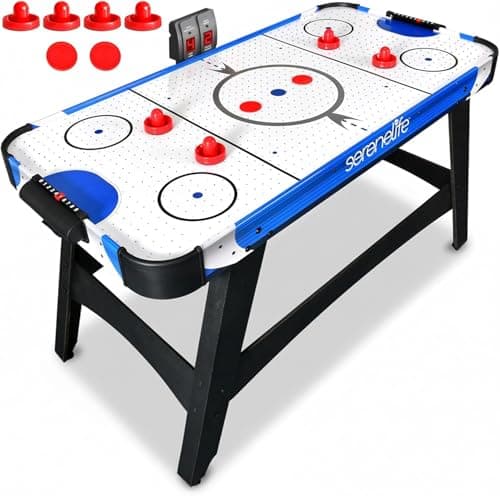 Image of SereneLife Air Hockey Table for Kids and Adults Full Size, 150 cm Arcade Game Table w/ 2 Pushers, 2X Stronger Motor, LED Scoreboard, Puck Dispenser & Complete Accessories, for Game room/home/office