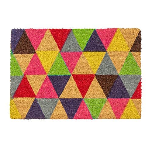 Image of Nicola Spring Coir Door Mat - 90 x 60cm - Triangle - Pack of 1 - Decorative Indoor Front Door Floor Mat Entry Dirt Trapper Rug Outdoor Boot Scraper Non Slip Backing Doormat