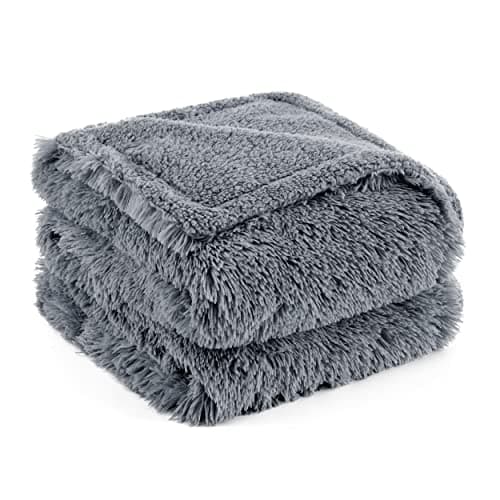 Image of Bedsure Waterproof Dog Blankets Large - 127x152cm Dog Bed Blankets Washable for Large Dogs and People, Fluffy Pet Blanket for Sofa Bed Protector, Grey