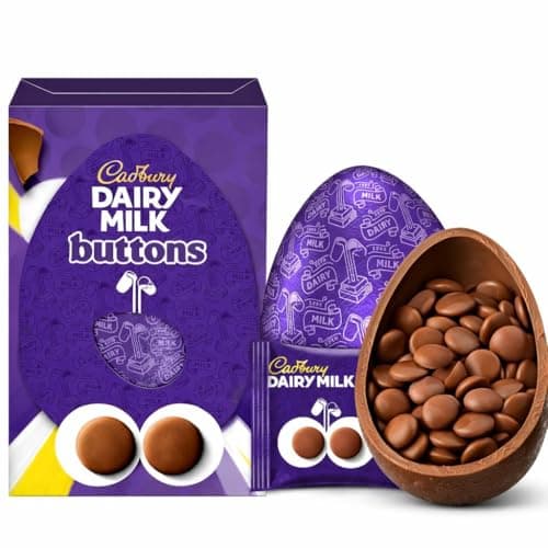 Image of Cadbury Dairy Milk Buttons Chocolate Easter Egg, Includes 1 Large Egg and 1 Chocolate Bag Perfect For Easter Egg Hunt Great Gift For Kids & Adults
