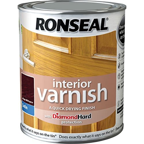 Image of Ronseal Interior Varnish Quick Dry Satin Deep Mahogany 750ml