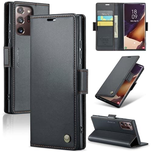Image of Teeirllim for Samsung Galaxy Note20 Ultra Case, Premium PU Leather Wallet Case Flip, with RFID Blocking Card Holder Stand Function Shockproof TPU Cover for 6.9 Inch Samsung Galaxy Note20 Ultra, Black