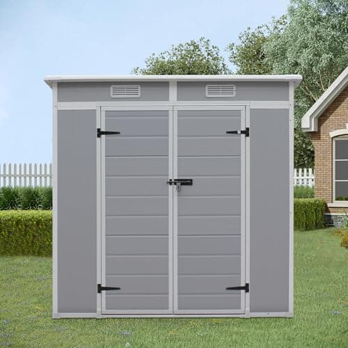 Image of Panana Plastic Garden Storage Shed Outdoor Storage Includes Plastic Floor, Strong Structure House Tool Shed (6x4f Pent roof)