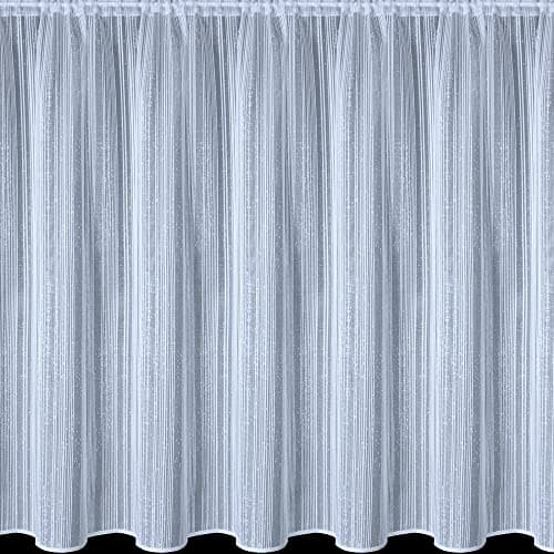 Image of kellyuk 2 Metre Wide x 36' (91cm) Drop - Lia White Striped Spot Modern Slot Top Lace Net Curtain