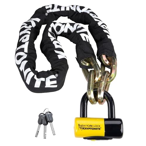 Image of Kryptonite New York FAHGETTABOUDIT 1415 Bike Chain Lock, 3.25 Feet Long 14mm Steel Chain 15 Pounds Heavy Duty Anti-Theft Bicycle Lock with Keys, 10/10 Security Rating for E-Bike E-Scooter Motorcycle