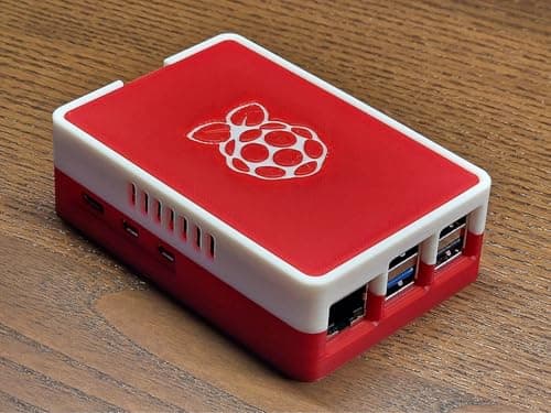 Image of Enclosed Case for Raspberry Pi 5 - Wall Mountable - Red & White