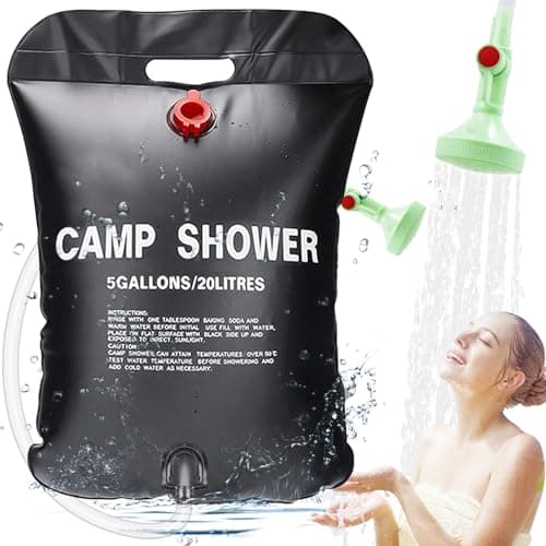 Image of ECtury 20L Camping Shower, 5 Gallons/20L Portable Shower, Solar Shower for Camping, Camping Accessories for Hiking Climbing, Summer Camping Essentials, Camping Equipment