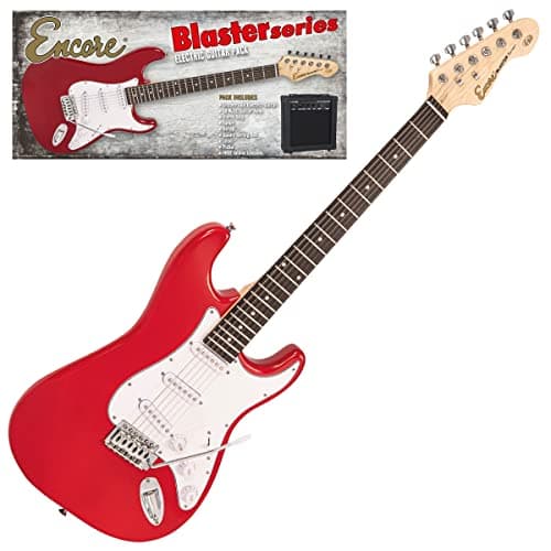 Image of Encore Blaster E60 Electric Guitar Pack – Gloss Red - Includes Guitar, Bag, Strap, Tuner, Amp and Accessories | Double-Cutaway Solid Body | Online Lessons Included | Perfect Beginner Electric Guitar