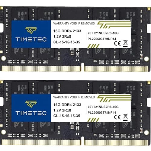 Image of Timetec 32GB KIT (2x16GB) DDR4 2133MHz (PC4-2133P) PC4-17000 SODIMM Laptop RAM – 260-Pin 1.2V CL15 Non-ECC Unbuffered Memory Module for Laptop, Notebook, Mini PC, All-in-One