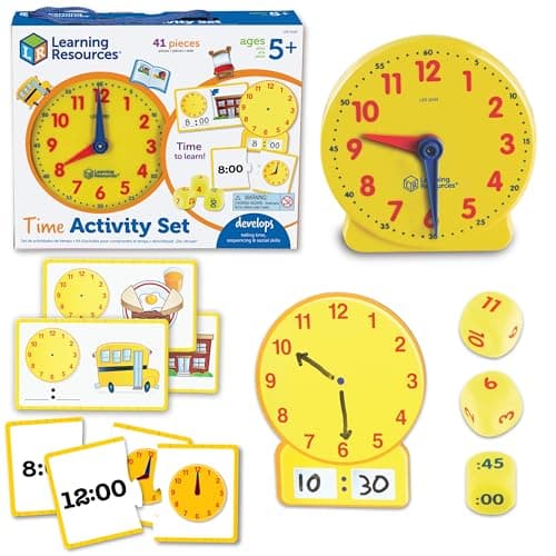 Image of Learning Resources Time Activity Set - 41 Pieces, Ages 5+ Teaching Clocks for Kids