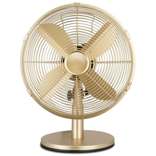Image of Air Pro 12″ Desk Fan Portable 80° Oscillating Metal Table Fan for Instant Cooling with Adjustable Tilt & 4 Speed Settings, Compact Fan with Quiet Operation to use at Home Office or Bedroom