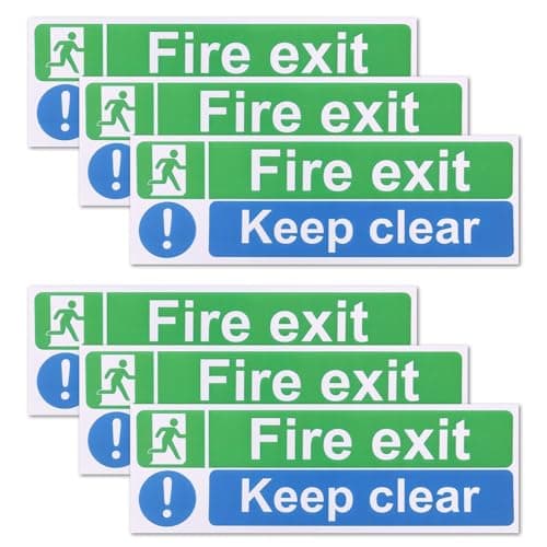Image of 10pcs Fire Exit Keep Clear Sign Stickers, 30x10cm/12x4in Self-Adhesive Fire Exit Signs High Visibility Emergency Labels for Indoor & Outdoor Use