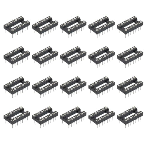 Image of sourcing map 34Pcs DIP IC Chip Socket Adapter 7.62mm Row Pitch Round 14 Pin IC Assortment Kit 2.54mm/0.1" Pitch for Breadboard Project, PCB Board Design