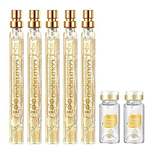 Image of 24K Gold Face Serum Active Face Essence Moisturizing Skin Care, Soluble Protein Thread and Nano Gold Essence Combination, Absorbable Collagen Threads for Women (1Set)