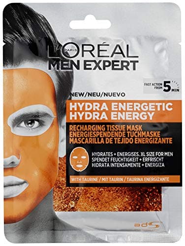 Image of L'Oreal Men Expert Hydra Energy Tissue Mask, 4x 30 g