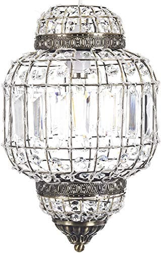 Image of Dove Mill Lighting Classic Moroccan Lantern Style Antique Brass Clear Acrylic Ceiling Light Shade Easy Fit Pendant