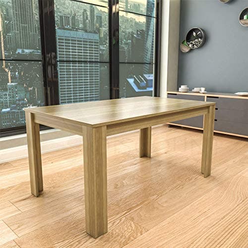 Image of Vida Designs Medina 6 Seater Dining Table MDF Wood Rectangle Modern Kitchen Dining Room Furniture Unit, Oak