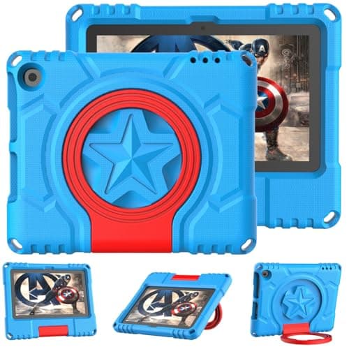 Image of Amazon Fire 7 Tablet Case for Kids(Only All-New 12th Generation, 2022 Release), Not for Nokia TCL iPad 7,Mansiruyi Light Weight Shockproof Kid-Proof Case with Handle Stand for Fire 7 Kids Tablet -Blue