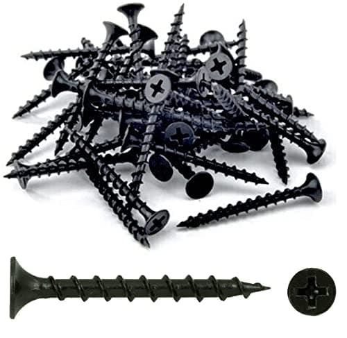 Image of TERF® Drywall Coarse Thread Sharp Point Screws 3.5 X 25mm Phillips Drive Flat Countersunk Black Phosphate Finished For Drywall Plasterboard Wood Timber Multi Purpose Use - Pack of 100
