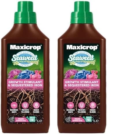 Image of Maxicrop PPSI61L Sequestered Iron, 1L - Iron Infused Natural Seaweed Extract - Protects Against Yellowing - Supports Growth In Difficult Soil Conditions - Plant Nutrition, Blue (Pack of 2)