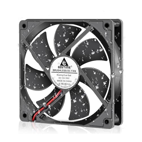 Image of GDSTIME 120mm 12V Fan 2 Pin 120mm Brushless Cooling Fan IP67 120mm x 25mm 2500 RPM 93 CFM Dual Ball Bearing Dust Cooler