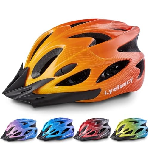 Image of Kids Bike Helmet, Lyefancy Kids Helmet for 3-14 Years Old Boys Girls, Children Adjustable Helmet 50-59cm for Bicycle Scooter Skating Cycling with Visor (Orange)